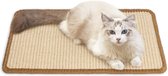 Kattenkrabmat, 50 x 30 cm (19,6 x 11,8 inch) natuurlijke sisal-krabmatten voor katten, horizontale krabmat voor katten, beschermt tapijten en banken - beige