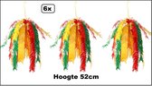 6x PVC fontein afhangend rood/geel/groen 52 cm. BRANDVEILIG - Carnaval thema feest festival evenement party decoratie