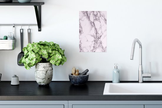 Poster Marmer - Roze - Zwart - 20x30 cm