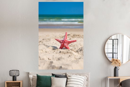 Poster Zeester - Zand - Rood - 120x180 cm XXL