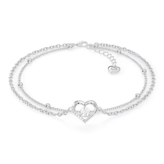 SERASAR Bracelet de cheville 925 pour femme [Cœur] avec signe en forme de cœur, Argent, Cadeaux pour filles