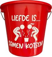 Cadeau Emmer-Liefde is samen Kotsen-5 Liter-Rood-Cadeau=Geschenk-Gift-Kado