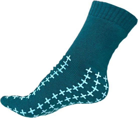 Antislip sokken - maat 35-38 - Groen - voor dames en heren - Ziekenhuis sokken - Merkloos