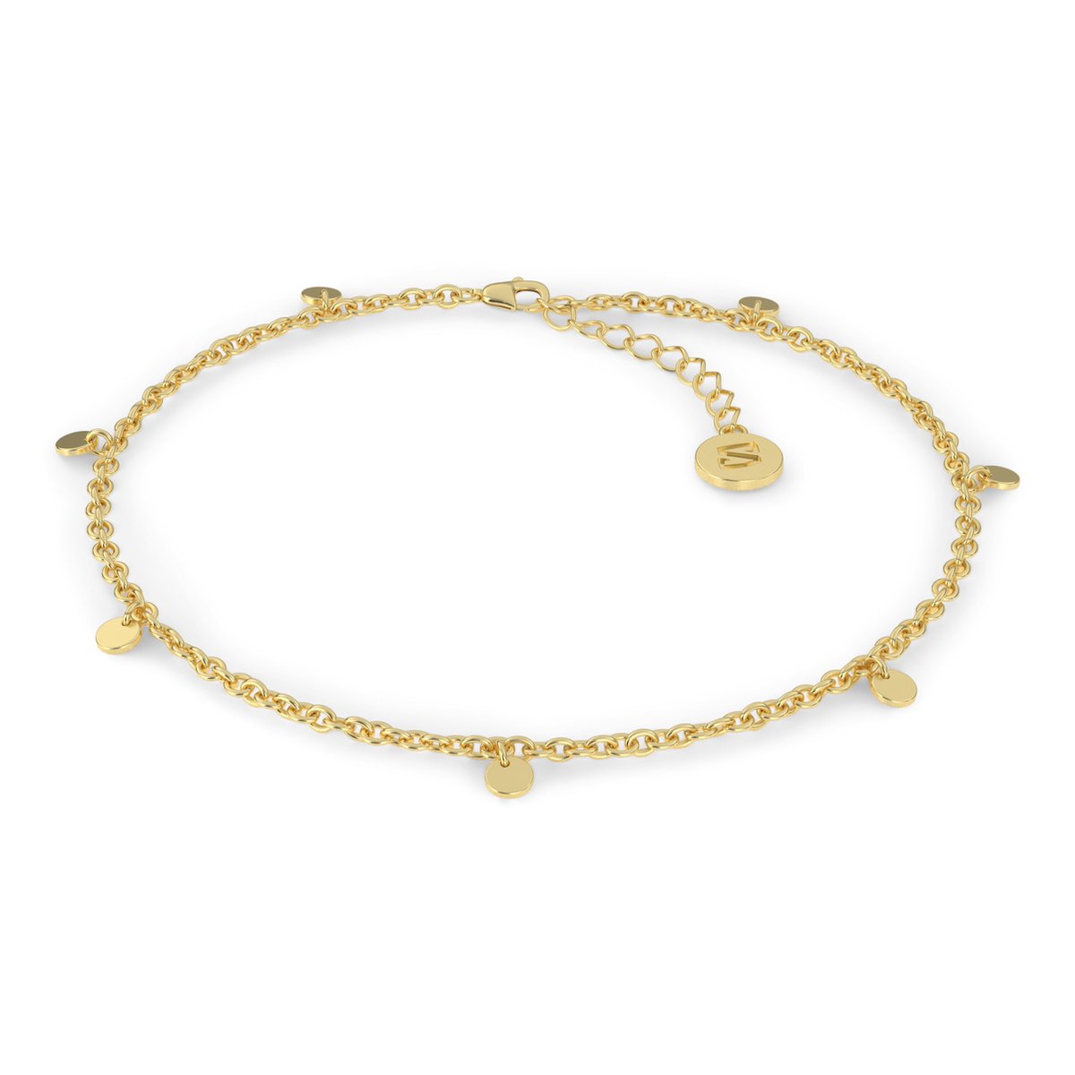 SERASAR Zilveren Dames Enkelbandje [Coin] met Muntsymbool - Goud - 18-Karaats Gouden Sieraden
