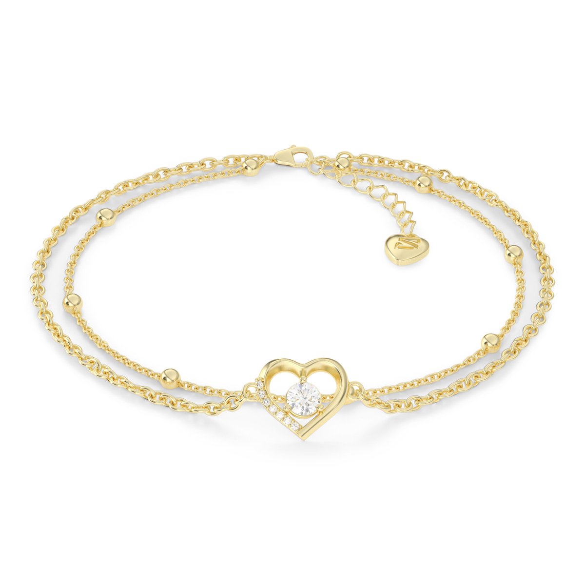 SERASAR Zilveren Dames Enkelbandje [Heart] met Hartsymbool, Goud, 18-Karaats Gouden Sieraden