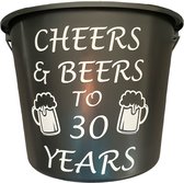 Cadeau Emmer-Cheers & Beers to 30 years-12 Liter-Zwart-Cadeau-Geschenk-Gift-Kado-Verjaardag