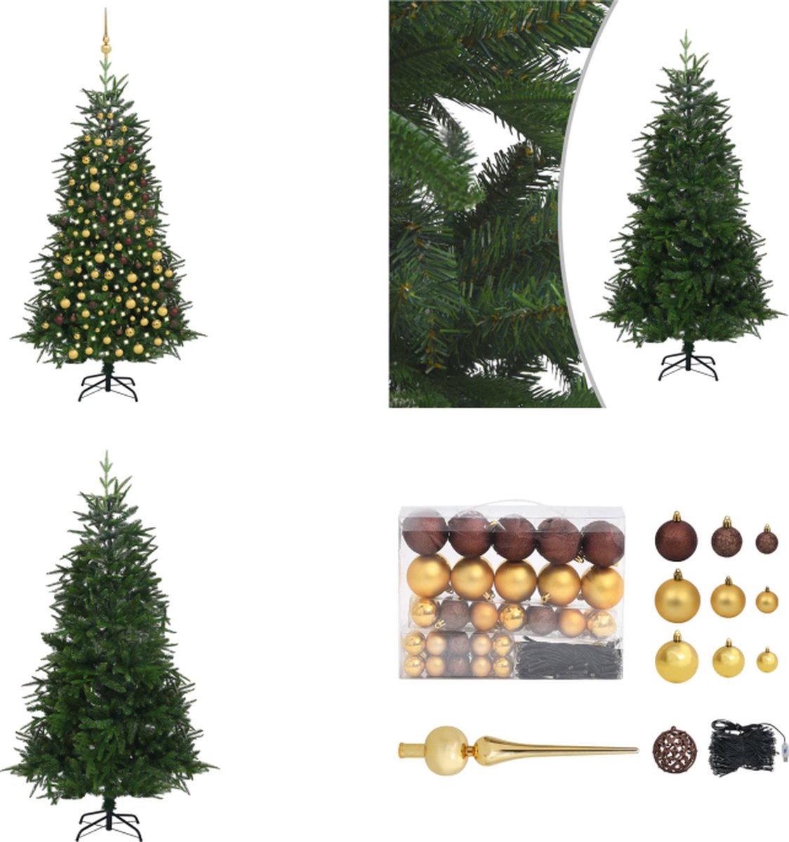vidaXL Kunstkerstboom met LED's en kerstballen 240 cm PVC en PE groen - Kerstboom - Kerstbomen - Kerstboom Met LED - Kerstbomen Met LED's
