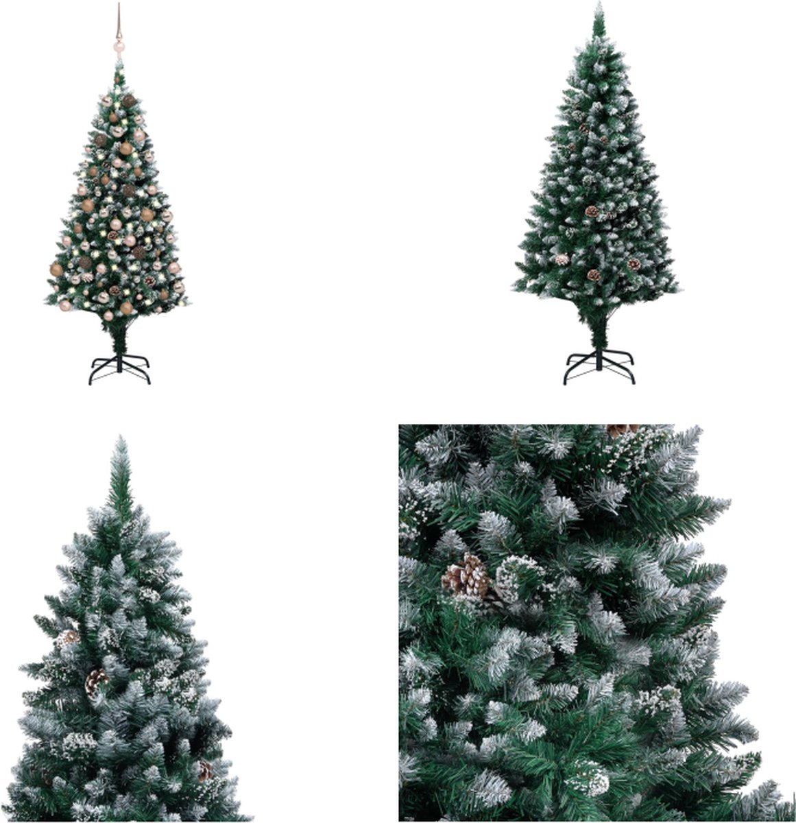 vidaXL Kunstkerstboom met LED's- kerstballen en dennenappels 150 cm - Kunstkerstboom - Kunstkerstbomen - Kerstboom - Kerstdecoratie