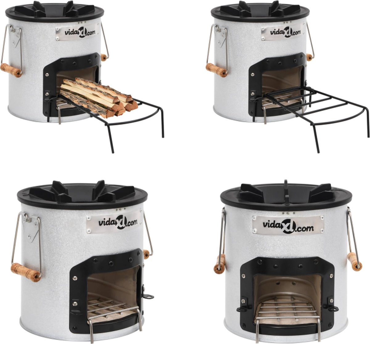 VidaXL Camping houtkachel 45x25x26 cm staal zilverkleurig Campingfornuis Campingfornuizen Houtkachel Terrasverwarmer