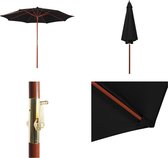 vidaXL Parasol met houten paal 300x258 cm zwart - Parasol - Parasols - Tuin Parasol - Tuin Parasols
