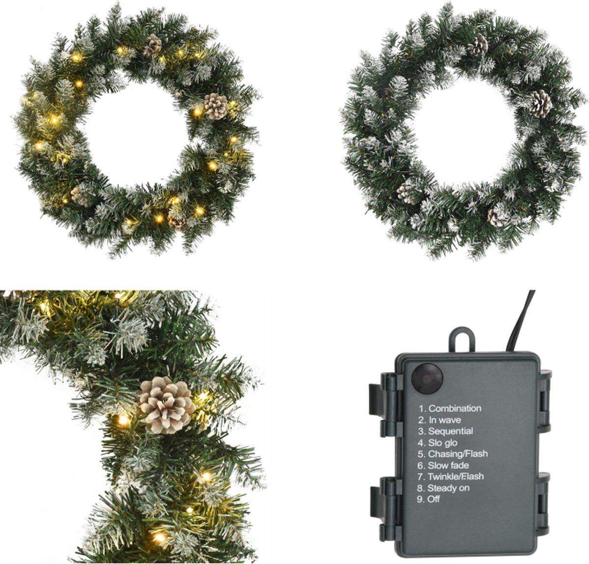 vidaXL-Kerstkrans-met-LED-lampjes-45-cm-PVC-groen - Kerstkrans - Kerstkransen - Krans - Kerst Krans