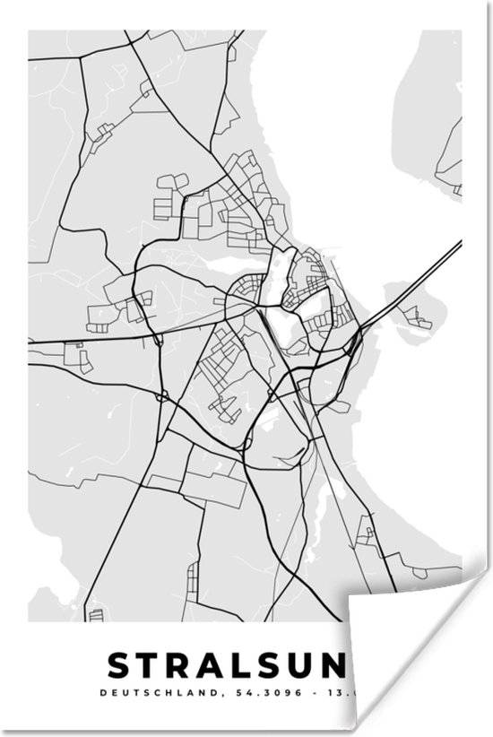 Affiche Stralsund - Carte - Plan de la ville - Allemagne - Carte - 60x90 cm
