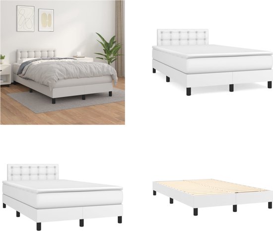 vidaXL Boxspring met matras kunstleer wit 120x200 cm - Boxspring - Boxsprings - Bed - Slaapmeubel