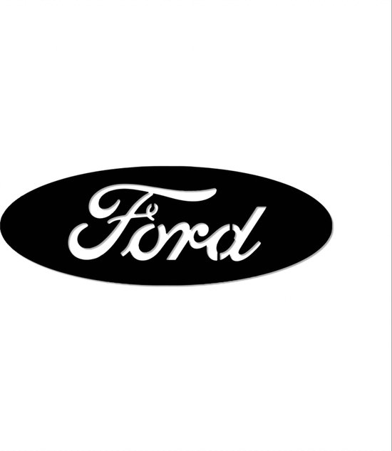 Ford - Logo - Metaalkunst - Grijs - 40 x 16 cm - Auto Decoratie - Muur Decoratie- Man Cave - Cadeau voor man- Inclusief ophangsysteem
