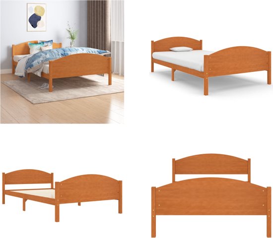 vidaXL Bedframe massief grenenhout honingbruin 120x200 cm - Bedframe - Bedframe - Bed Frame - Bed Frames