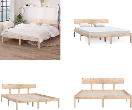 vidaXL Bedframe massief grenenhout 140x200 cm - Bedframe - Bedframes - Bed - Bedbodem