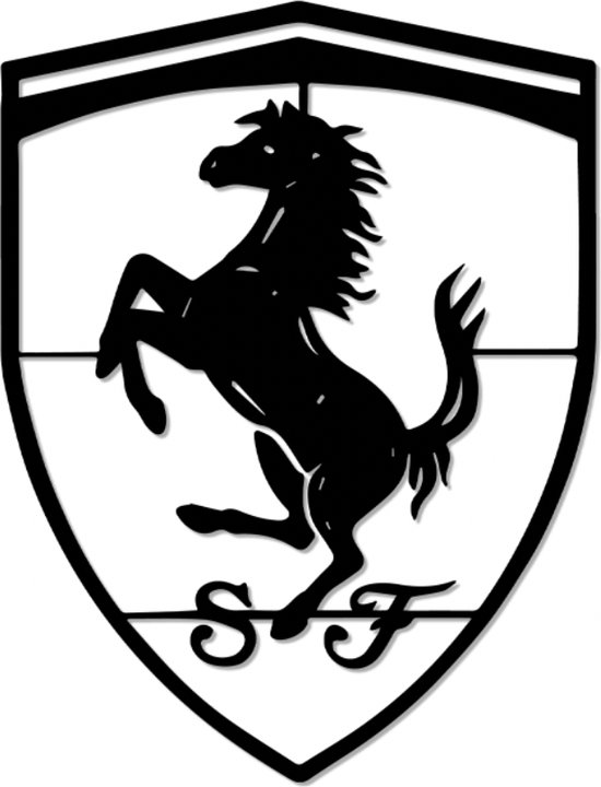 Scuderia Ferrari - Logo - Metaalkunst - Grijs - 88,9 x 64 cm - Auto Decoratie - Muur Decoratie- Man Cave - Cadeau voor man- Inclusief ophangsysteem