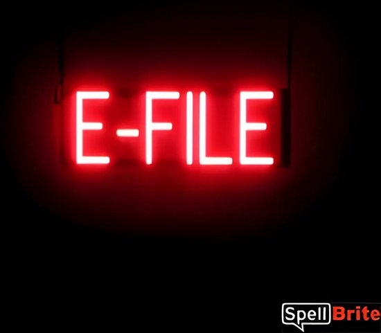 E-FILE - Lichtreclame Neon LED bord verlicht | SpellBrite | 51 x 16 cm | 6 Dimstanden - 8 Lichtanimaties | Reclamebord neon verlichting