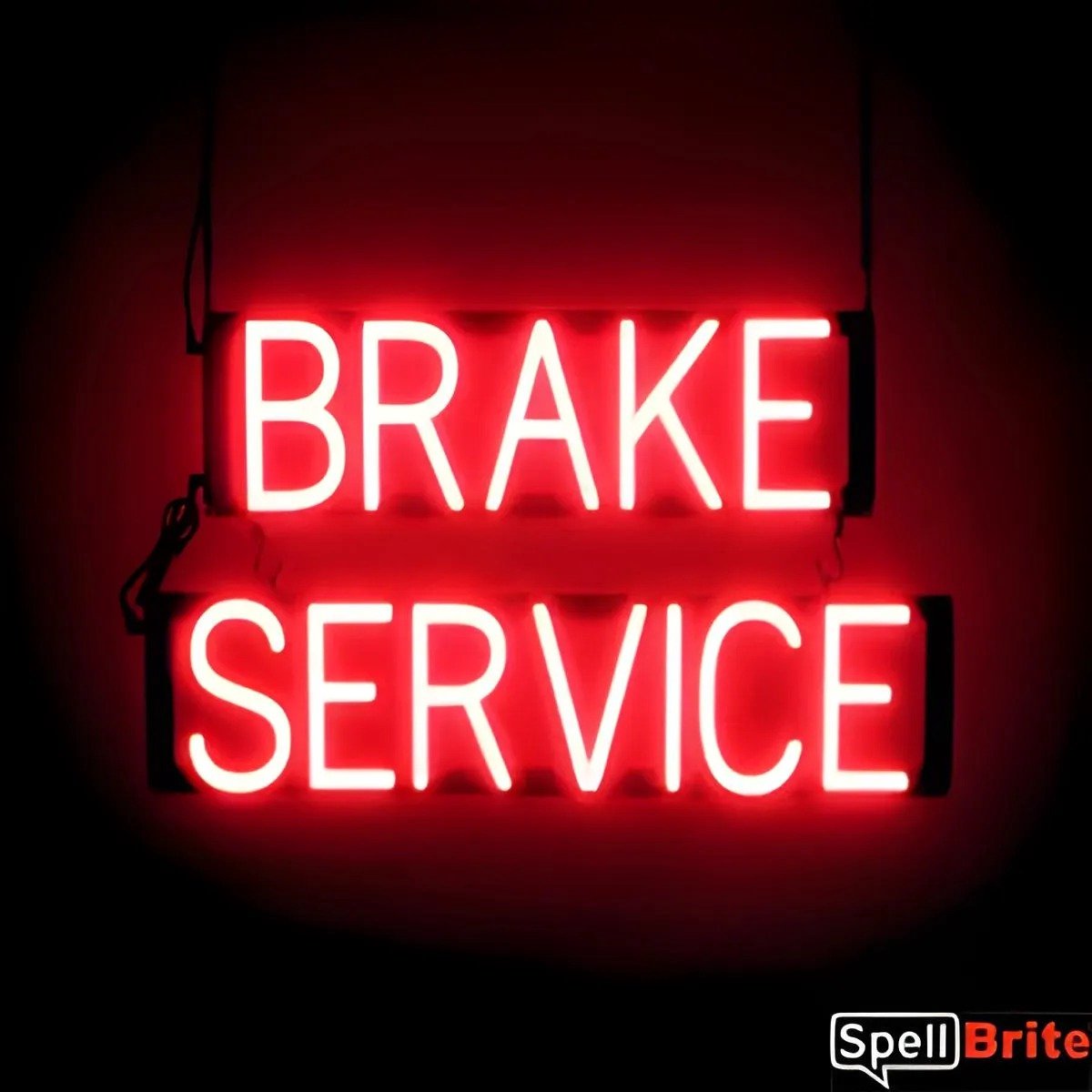 BRAKE SERVICE - Lichtreclame Neon LED bord verlicht | SpellBrite | 63 x 38 cm | 6 Dimstanden - 8 Lichtanimaties | Reclamebord neon verlichting