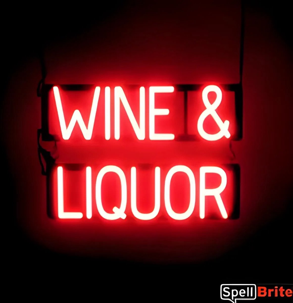 WINE & LIQUOR - Lichtreclame Neon LED bord verlicht | SpellBrite | 56 x 38 cm | 6 Dimstanden - 8 Lichtanimaties | Reclamebord neon verlichting