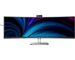 Philips 49B2U5900CH - 49 inch Ultrawide Curved Dual QHD Business Monitor - USB-C 100W - RJ45 - Webcam - 120Hz - 5 jaar garantie
