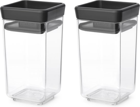 Brabantia Tasty+ Bidons alimentaires - Empilables - 2 x 0 l - Gris foncé