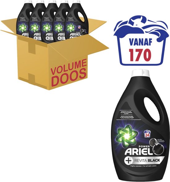 Ariel Vloeibaar Wasmiddel - +Revitablack - Voordeelverpakking 5 x 34 Wasbeurten