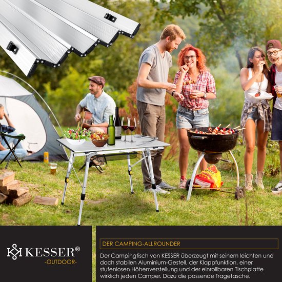 KESSER® Campingtafel inklapbare Tafel - Vouwtafel voor Buiten en Camping 90 x 53 cm - Zilver van KESSER — afbeelding 5