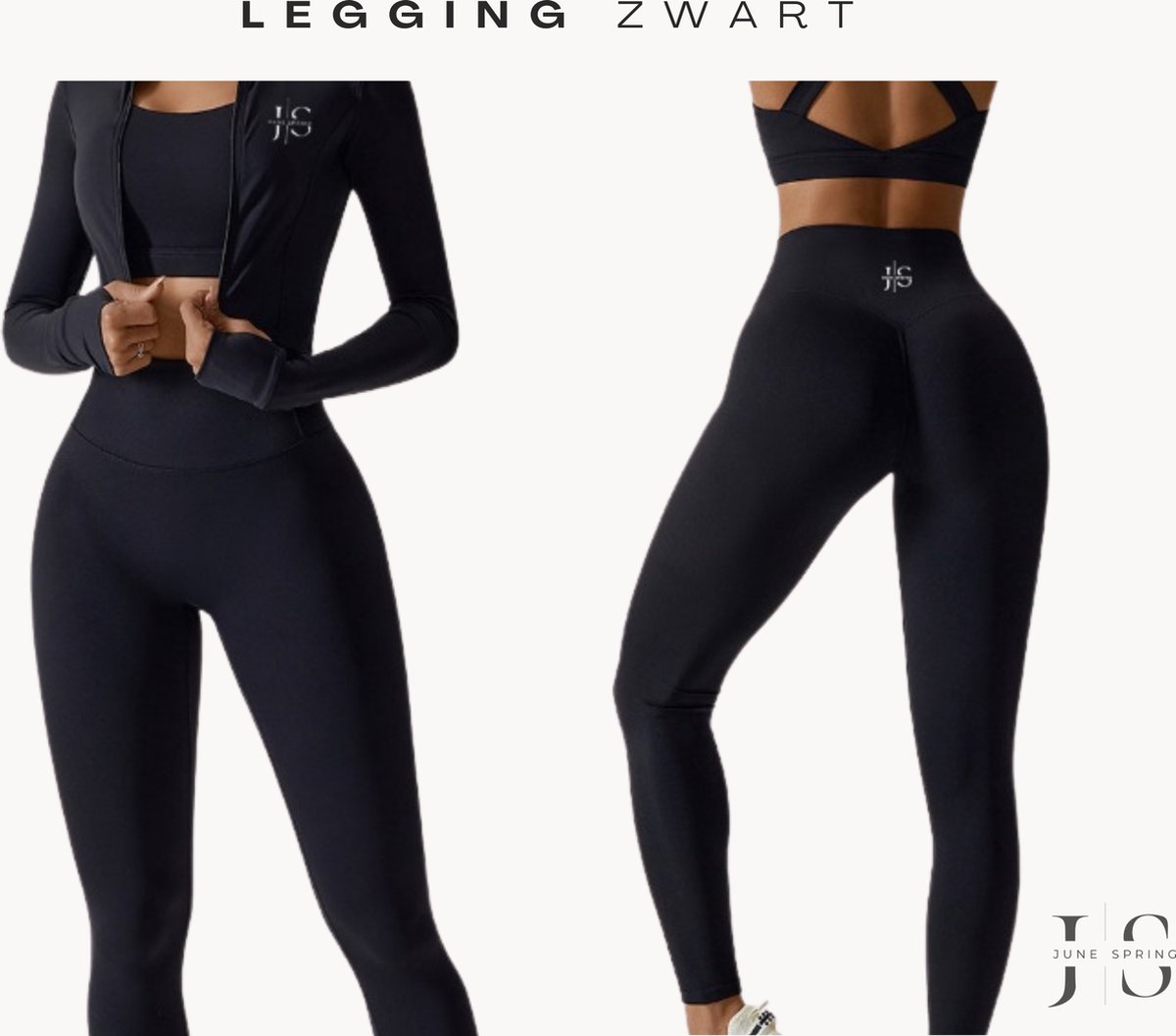 Maat: XL - Kleur: Zwart - Legging met Butt Scrunch -June Spring Sportlegging - High Waist / Hoge Taille - Lifting Legging - Vocht Afvoerend & Hoge Kwaliteit - Sportlegging / Lange Legging - Comfortabel - Duurzaam - Scrunch Billen - Gym Legging