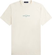 Fred Perry - Embroidered T-Shirt - Ecru Herenshirt-S