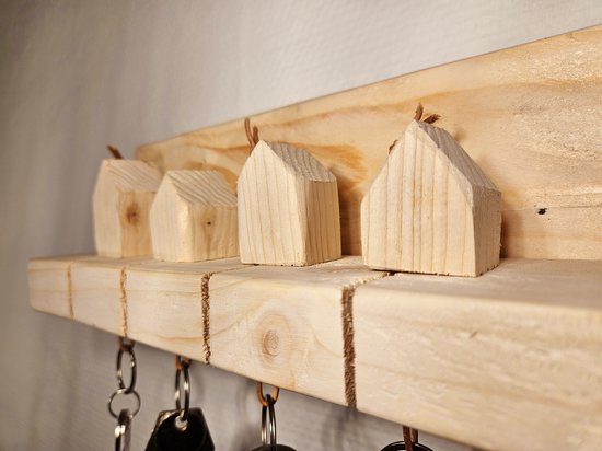 Astrein® Sleutelrek magnetisch, sleutelbord van hout, eiken, sleutelhouder met plank, metaal, zwart Astrein® Sleutelrek magnetisch, sleutelbord van hout, eiken, sleutelhouder met plank, metaal, zwart