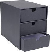 Ladebox voor documenten en kantoorbenodigdheden, bureau-organizer met 3 laden, opbergsysteem van vezelplaat en papier, donkergrijs