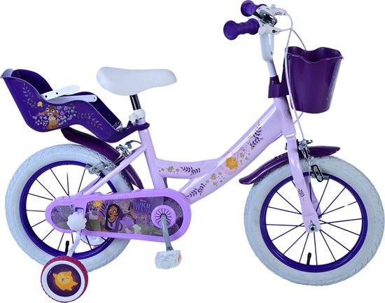 Vélo enfant Disney Wish - Filles - 14 pouces - Violet - Deux freins à main