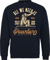 Sweater All We Need Is Powder | Apres Ski Verkleedkleren | Fout Skipak | Apres Ski Outfit | Navy | maat XXL