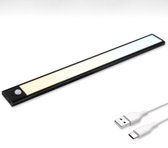 SlimBright led strip - Led verlichting met bewegingssensor - Slimme verlichting - 30 cm - Zwart - USB oplaadbaar - Magnetische bevestiging - Kastverlichting - Slaapkamer - Wijnkast