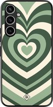 Casimoda® hoesje - Geschikt voor Samsung Galaxy S23 FE - Hart Swirl Groen - Zwart TPU Backcover - Geometrisch patroon - Groen