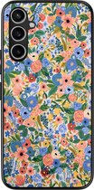 Casimoda® hoesje - Geschikt voor Samsung Galaxy A54 - Blue Gardens - Zwart TPU Backcover - Bloemen - Blauw