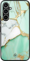 Casimoda® hoesje - Geschikt voor Samsung Galaxy S23 FE - Marmer Mint Goud - Zwart TPU Backcover - Marmer - Mint