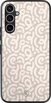 Casimoda® hoesje - Geschikt voor Samsung Galaxy A54 - Ivory Abstraction - Zwart TPU Backcover - Geometrisch patroon - Bruin/beige