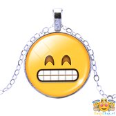 Fako Bijoux® - Ketting - Cabochon - Emoji - grijnzend