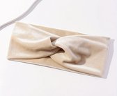 Velvet Haarband - beige - fluweel - suede - haarband dames - diadeem - haar - elastiek -bandana - make up haarband - accessoires