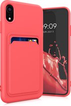 kwmobile telefoonhoesje geschikt voor Apple iPhone XR - Hoesje met pasjeshouder - TPU case in neon roze