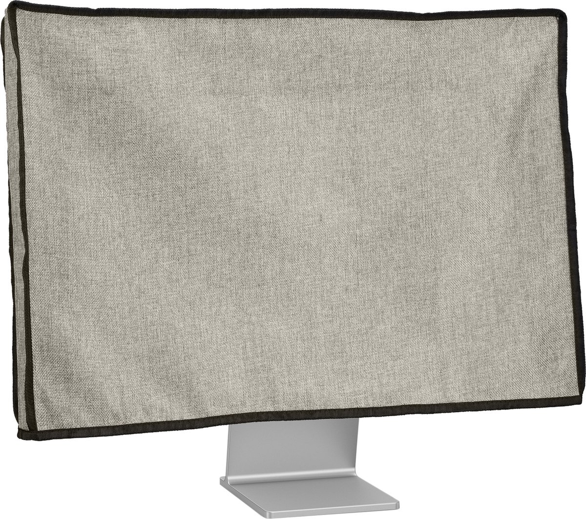 Housse écran En Lin Pour Moniteur 27-28 Pouces - Protection Anti-poussière, Design Déco - Noir