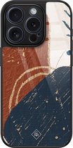 Casimoda® hoesje - Geschikt voor iPhone 15 Pro - Abstract Terracotta - Luxe Hard Case Zwart - Backcover telefoonhoesje - Multi