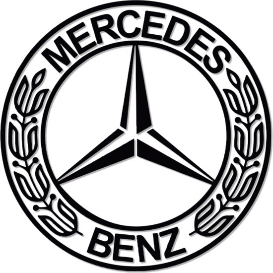 Mercedes Benz - Logo - Metaalkunst - Zwart - 60 x 60 cm - Auto Decoratie - Muur Decoratie- Man Cave - Cadeau voor man- Inclusief ophangsysteem