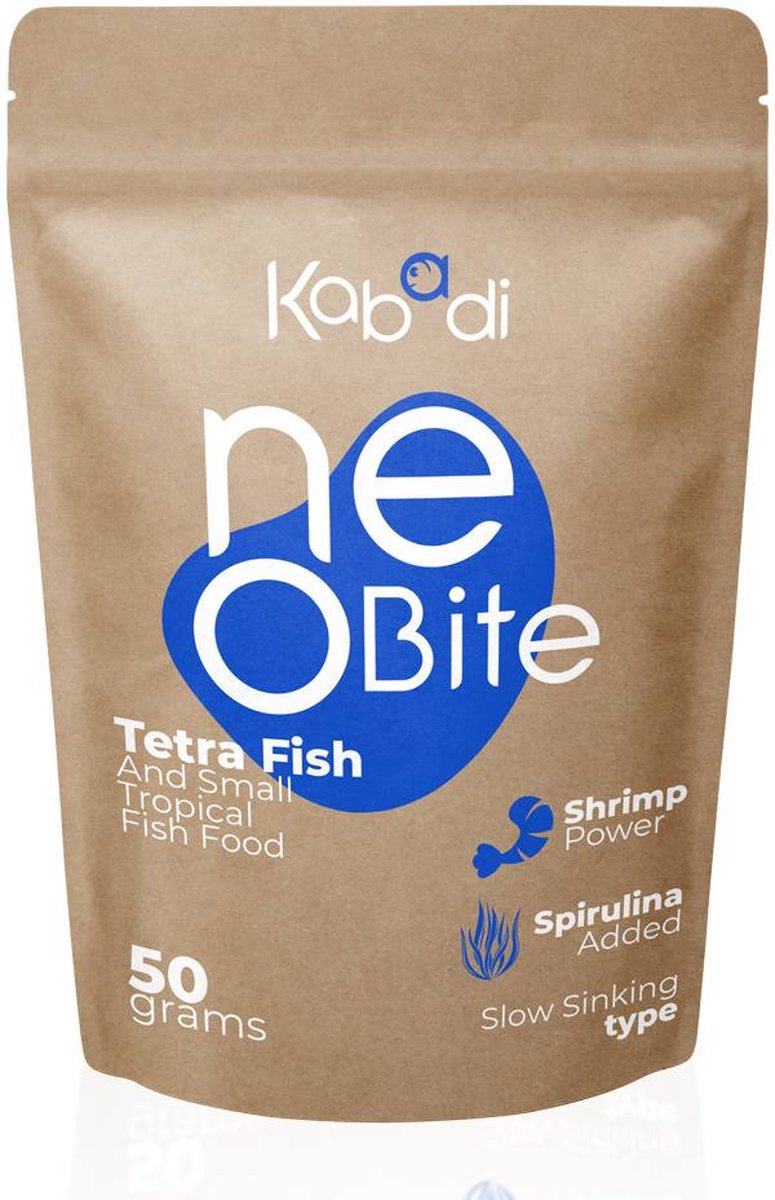 Kabadi Neo Bite 50g - Compleet visvoer voor Neon tetra's en andere kleine vissen - Langzaam zinkend - Mini pellets