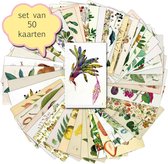 Set van 50 verschillende kaarten Botanisch Vintage - ansichtkaarten - bloemen en planten - stevig karton - blanco achterzijde - 15x10 cm