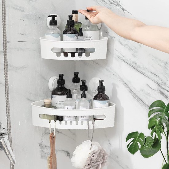 Étagère De Douche à Ventouse Sans Perçage - Support Angle Puissant Pour Salle De Bain Et Cuisine
