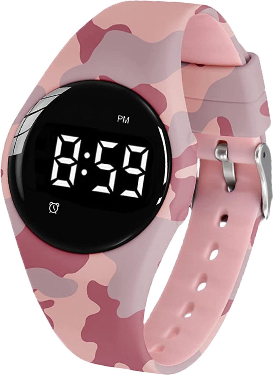 Goedkoopste Herinnerings/alarmhorloge medicatie of plaswekker - USB oplaadbaar - kinderen- ouderen - slechtziende- countdown timer - 15 alarmen -camouflage roze -rond