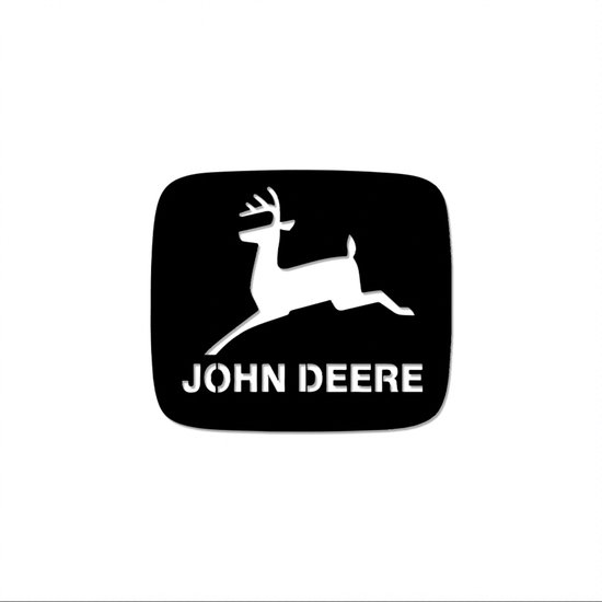John Deere - Logo - Art métallique - Zwart - 100 x 92 cm - Agriculture - Décoration murale - Man Cave - Cadeau pour homme - Système de suspension inclus